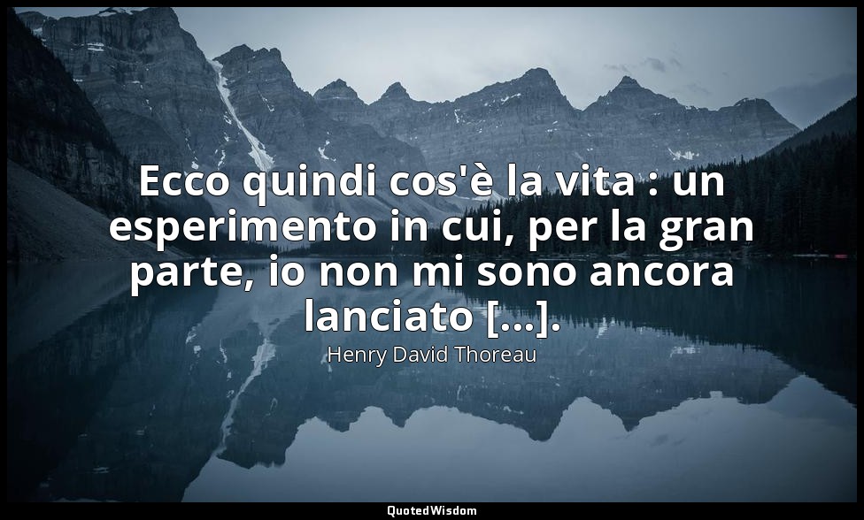 Ecco quindi cos'è la vita : un esperimento in cui, per la gran parte, io non mi  — Henry David Thoreau
