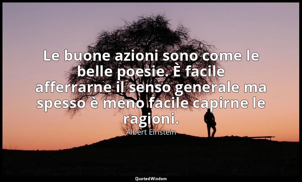 Le buone azioni sono come le belle poesie. È facile afferrarne il senso generale — Albert Einstein