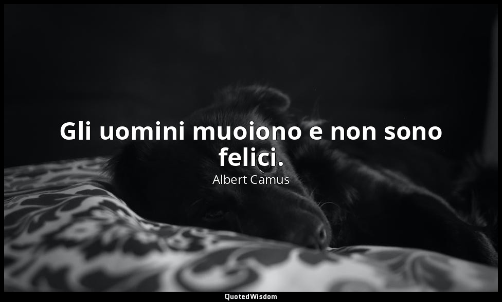 Gli uomini muoiono e non sono felici. — Albert Camus
