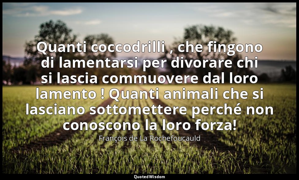 Quanti coccodrilli , che fingono di lamentarsi per divorare chi si lascia commuo — François de La Rochefoucauld