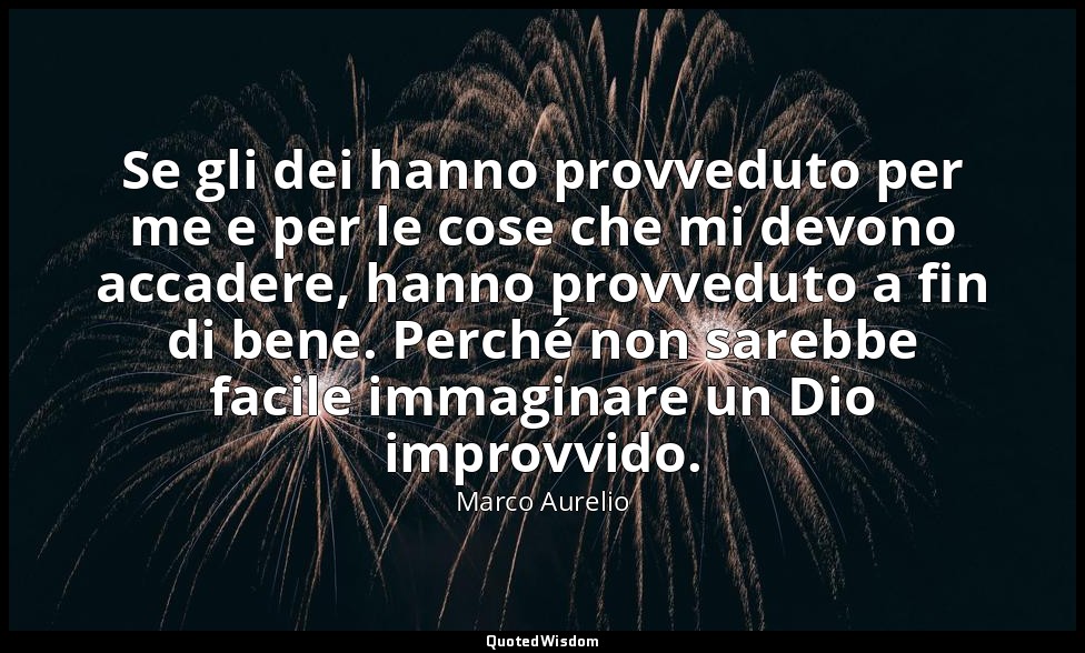 Se gli dei hanno provveduto per me e per le cose che mi devono accadere, hanno p — Marco Aurelio