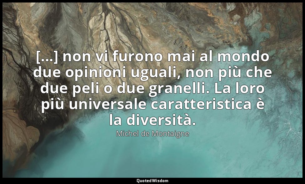 [...] non vi furono mai al mondo due opinioni uguali, non più che due peli o due — Michel de Montaigne