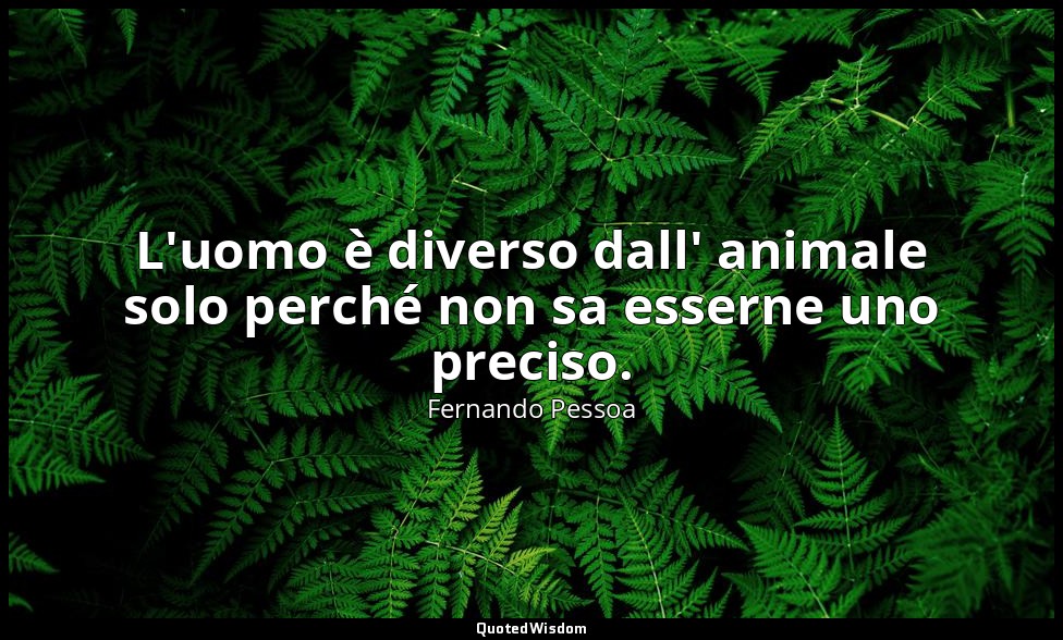 L'uomo è diverso dall' animale solo perché non sa esserne uno preciso. — Fernando Pessoa