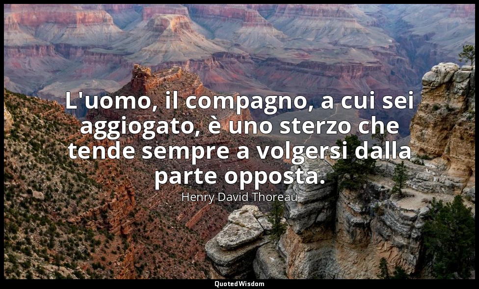 L'uomo, il compagno, a cui sei aggiogato, è uno sterzo che tende sempre a volger — Henry David Thoreau