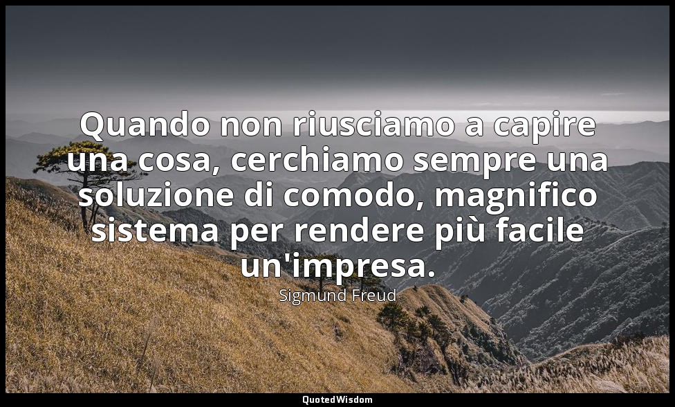 Quando non riusciamo a capire una cosa, cerchiamo sempre una soluzione di comodo — Sigmund Freud