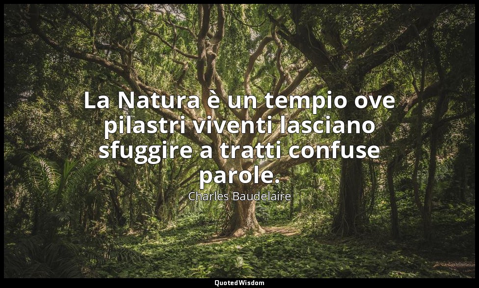 La Natura è un tempio ove pilastri viventi lasciano sfuggire a tratti confuse pa — Charles Baudelaire