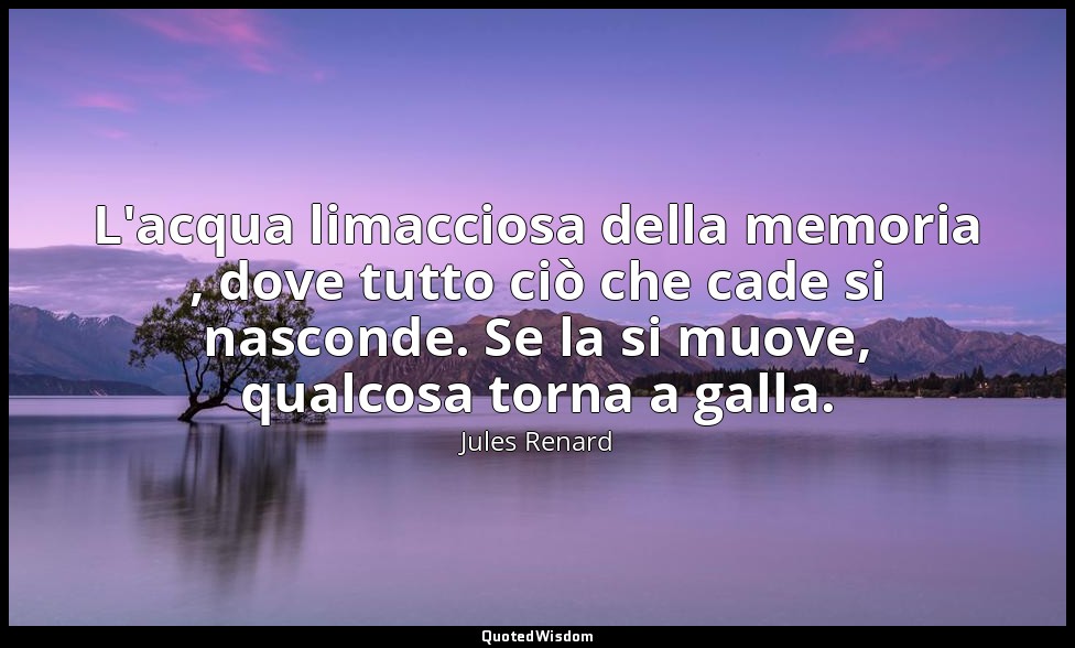 L'acqua limacciosa della memoria , dove tutto ciò che cade si nasconde. Se la si — Jules Renard