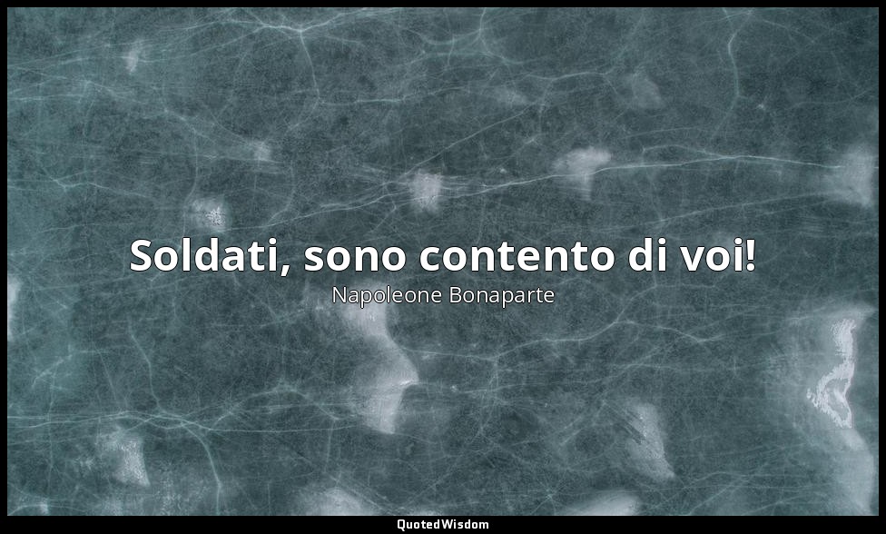 Soldati, sono contento di voi! — Napoleone Bonaparte