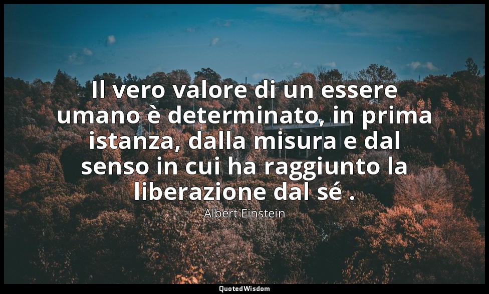 Il vero valore di un essere umano è determinato, in prima istanza, dalla misura  — Albert Einstein