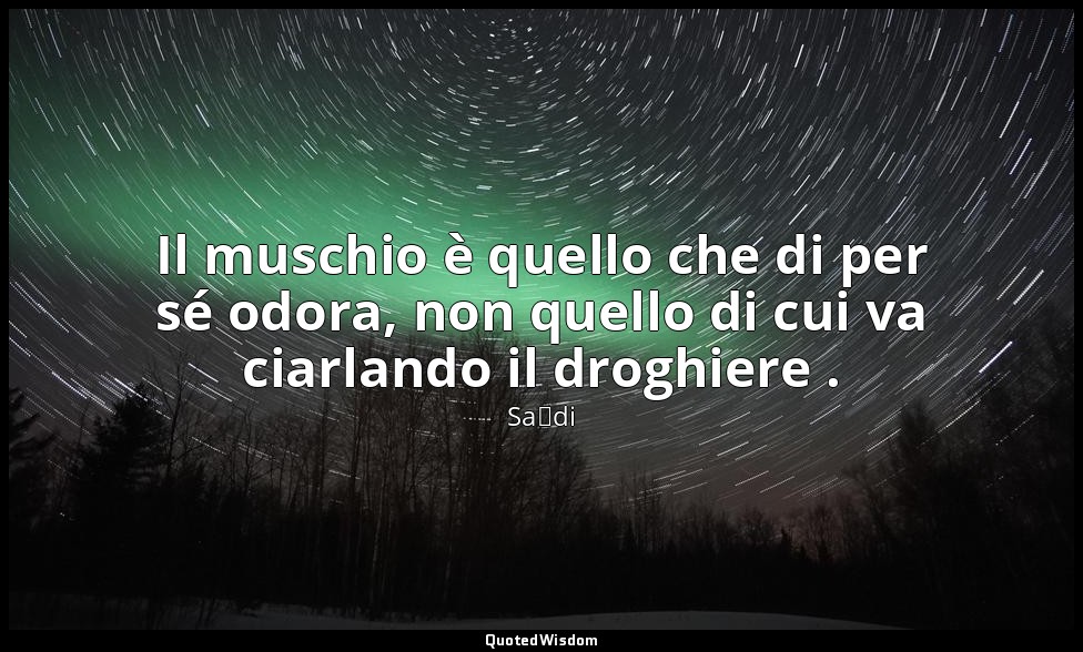 Il muschio è quello che di per sé odora, non quello di cui va ciarlando il drogh — Saˁdi