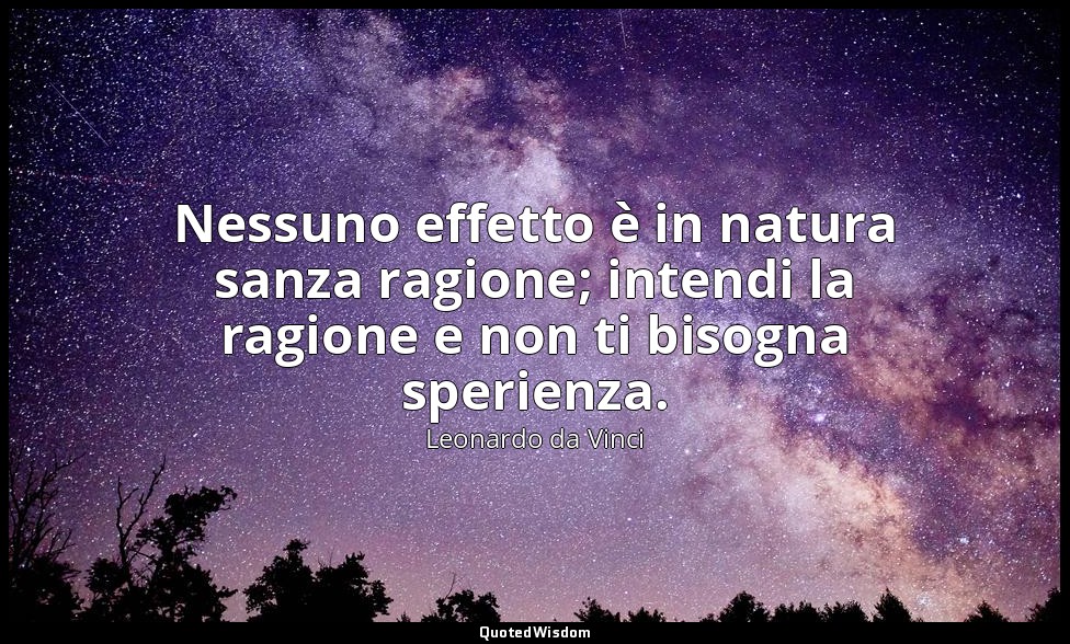 Nessuno effetto è in natura sanza ragione; intendi la ragione e non ti bisogna s — Leonardo da Vinci