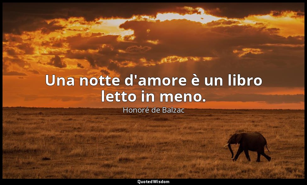 Una notte d'amore è un libro letto in meno. — Honoré de Balzac
