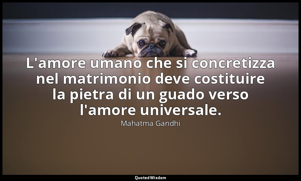 L'amore umano che si concretizza nel matrimonio deve costituire la pietra di un  — Mahatma Gandhi