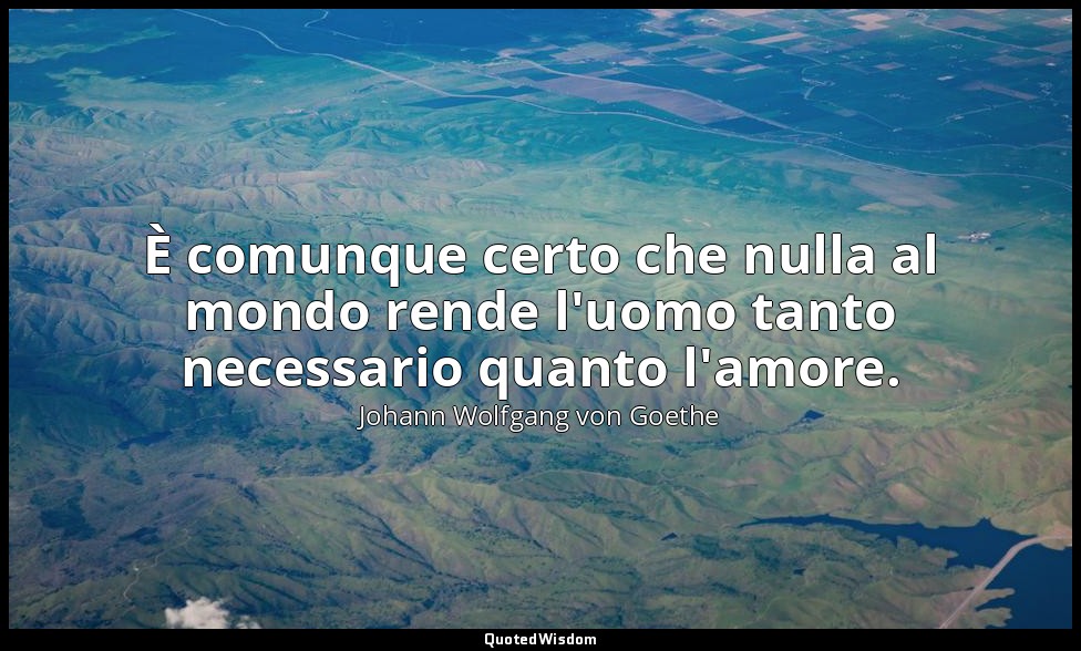 È comunque certo che nulla al mondo rende l'uomo tanto necessario quanto l'amore — Johann Wolfgang von Goethe