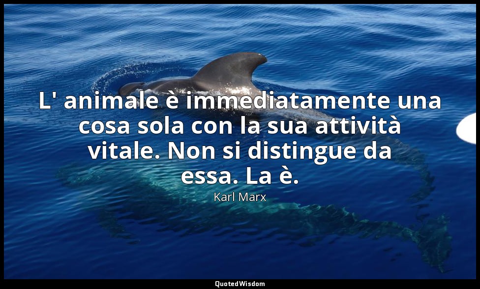 L' animale è immediatamente una cosa sola con la sua attività vitale. Non si dis — Karl Marx