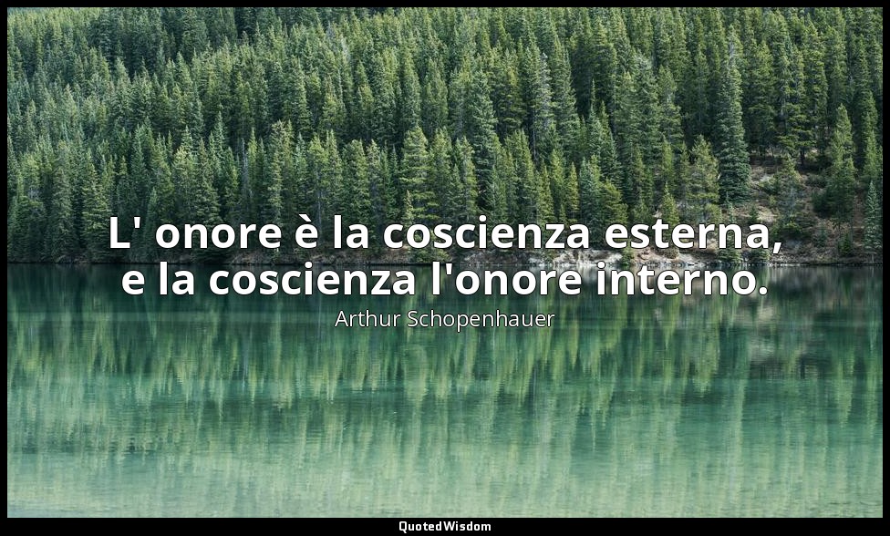 L' onore è la coscienza esterna, e la coscienza l'onore interno. — Arthur Schopenhauer