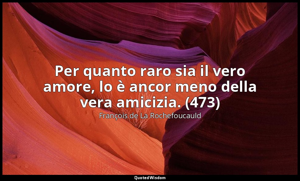 Per quanto raro sia il vero amore, lo è ancor meno della vera amicizia. (473) — François de La Rochefoucauld