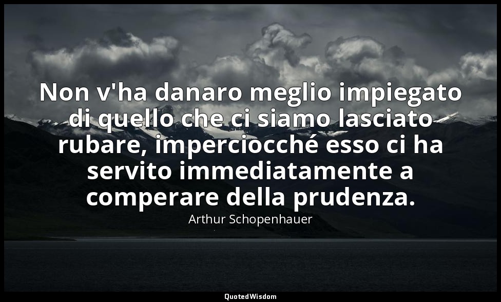 Non v'ha danaro meglio impiegato di quello che ci siamo lasciato rubare, imperci — Arthur Schopenhauer