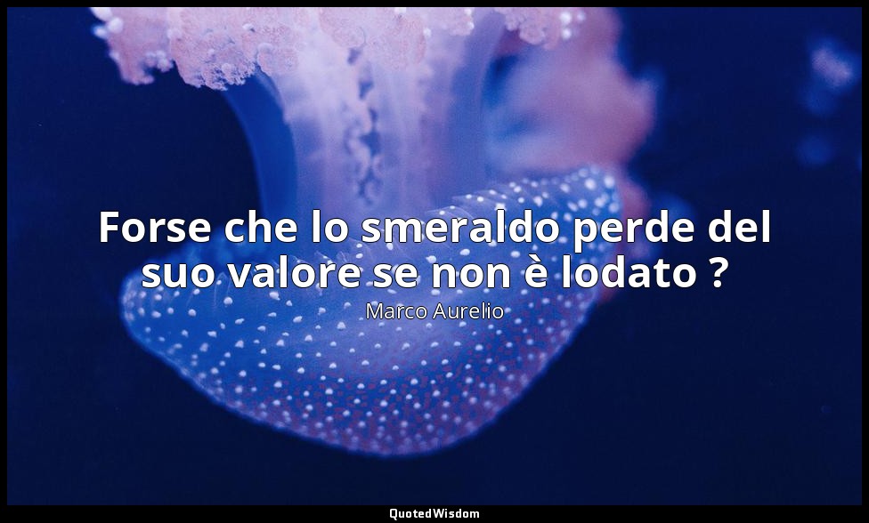 Forse che lo smeraldo perde del suo valore se non è lodato ? — Marco Aurelio