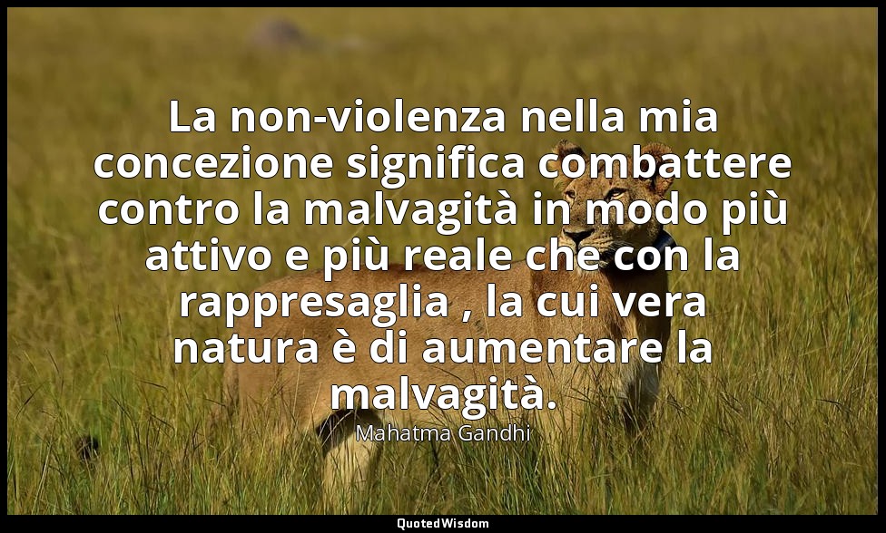 La non-violenza nella mia concezione significa combattere contro la malvagità in — Mahatma Gandhi