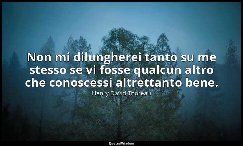 Non mi dilungherei tanto su me stesso se vi fosse qualcun altro che conoscessi a — Henry David Thoreau