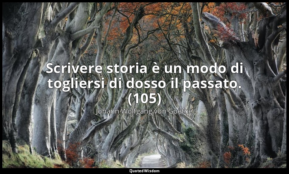 Scrivere storia è un modo di togliersi di dosso il passato. (105) — Johann Wolfgang von Goethe