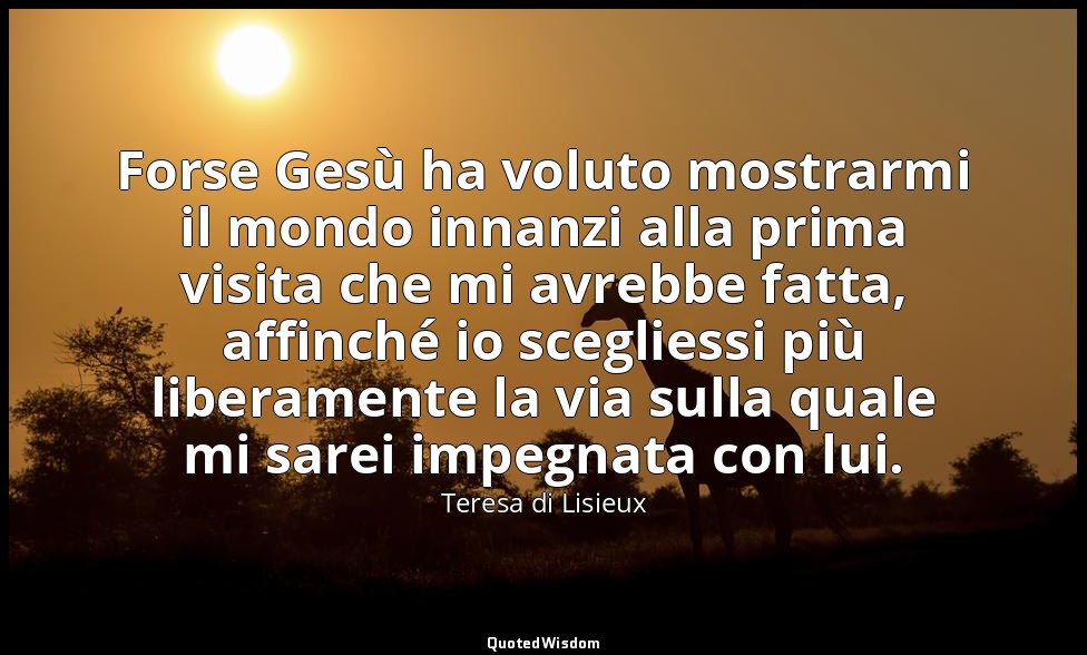 Forse Gesù ha voluto mostrarmi il mondo innanzi alla prima visita che mi avrebbe — Teresa di Lisieux