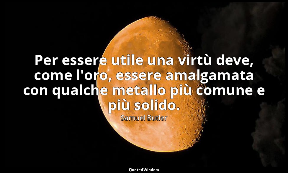 Per essere utile una virtù deve, come l'oro, essere amalgamata con qualche metal — Samuel Butler