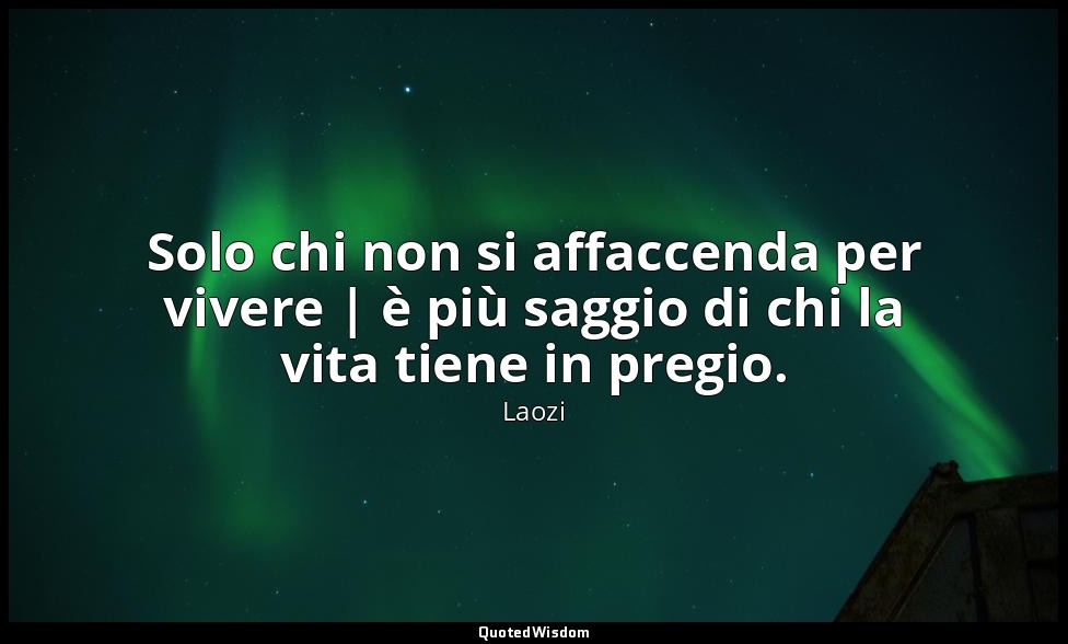 Solo chi non si affaccenda per vivere | è più saggio di chi la vita tiene in pre — Laozi