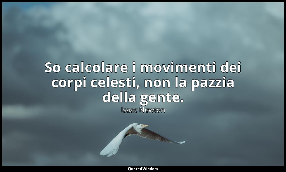 So calcolare i movimenti dei corpi celesti, non la pazzia della gente. — Isaac Newton