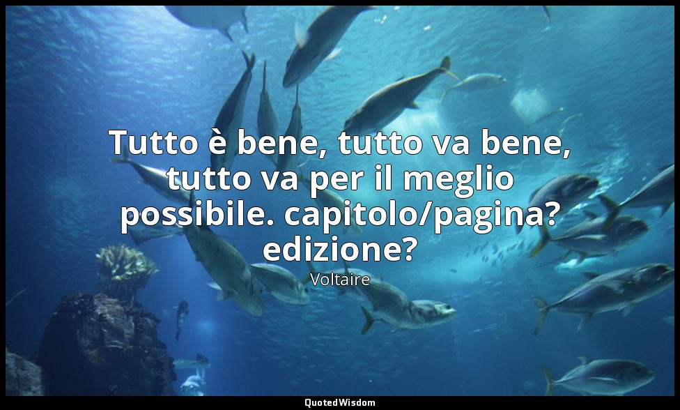 Tutto è bene, tutto va bene, tutto va per il meglio possibile. capitolo/pagina?  — Voltaire