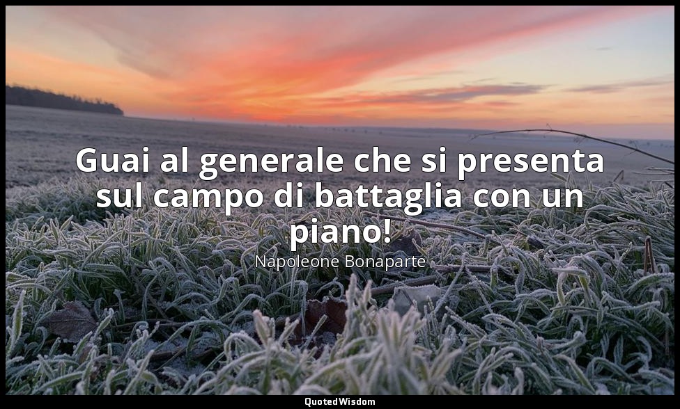 Guai al generale che si presenta sul campo di battaglia con un piano! — Napoleone Bonaparte