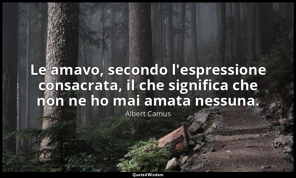Le amavo, secondo l'espressione consacrata, il che significa che non ne ho mai a — Albert Camus