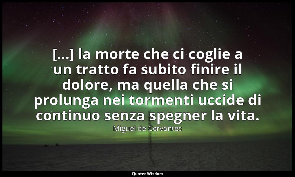 [...] la morte che ci coglie a un tratto fa subito finire il dolore, ma quella c — Miguel de Cervantes