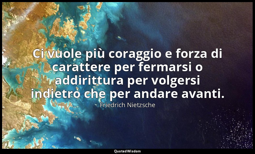 Ci vuole più coraggio e forza di carattere per fermarsi o addirittura per volger — Friedrich Nietzsche