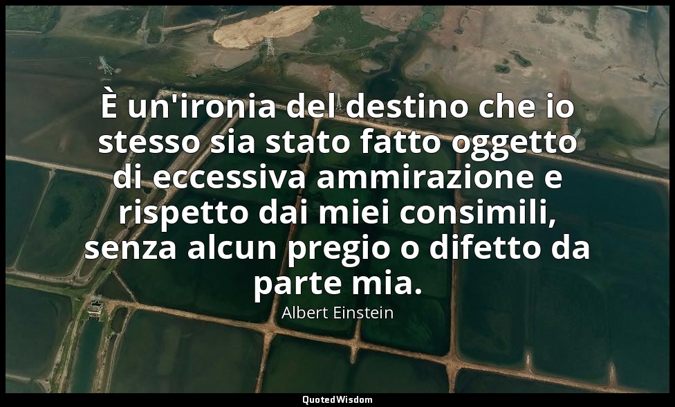 È un'ironia del destino che io stesso sia stato fatto oggetto di eccessiva ammir — Albert Einstein