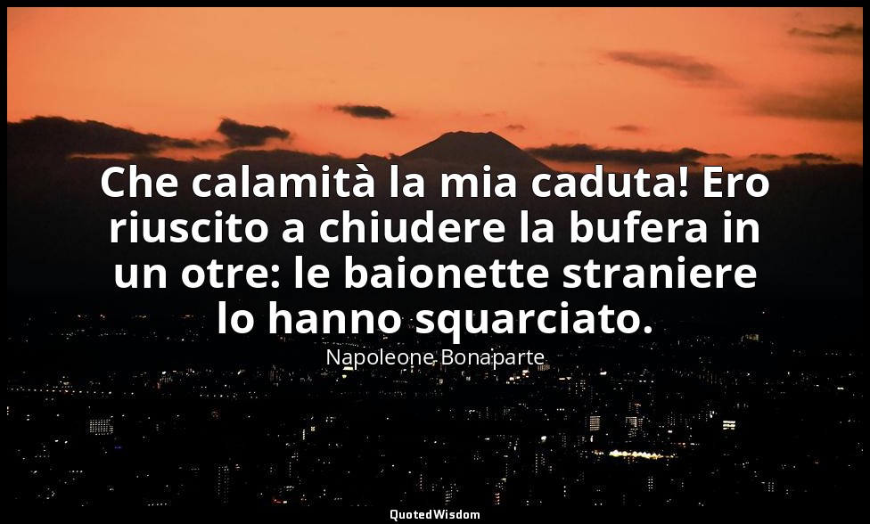 Che calamità la mia caduta! Ero riuscito a chiudere la bufera in un otre: le bai — Napoleone Bonaparte