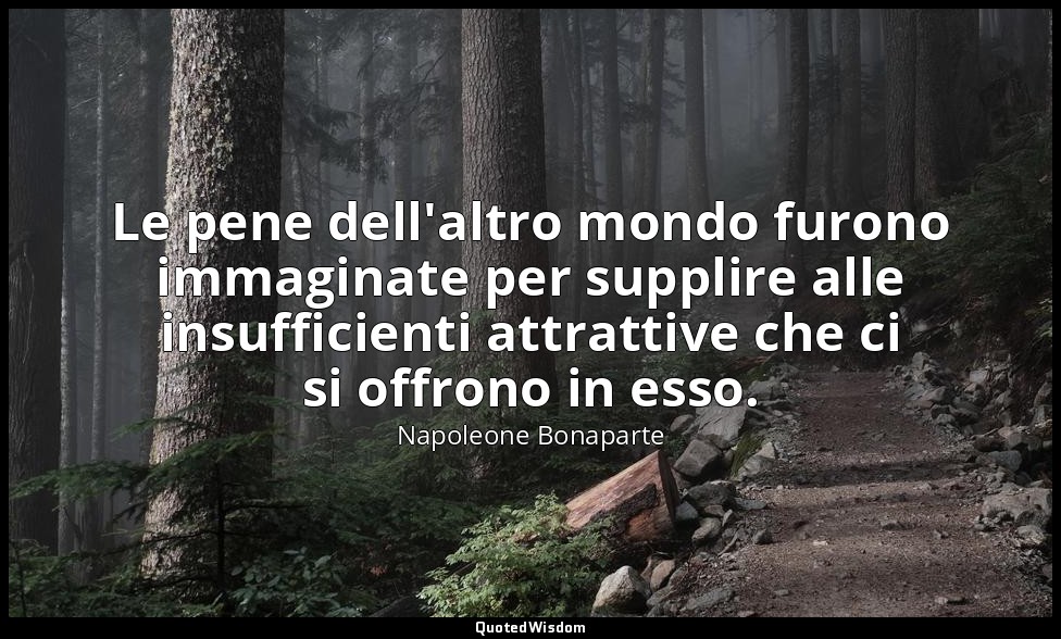 Le pene dell'altro mondo furono immaginate per supplire alle insufficienti attra — Napoleone Bonaparte