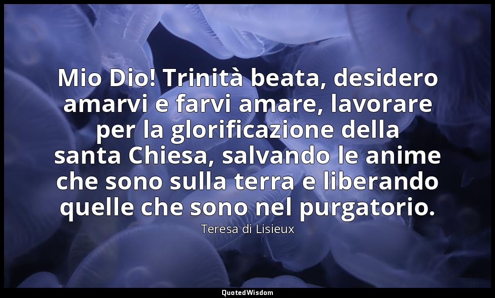 Mio Dio! Trinità beata, desidero amarvi e farvi amare, lavorare per la glorifica — Teresa di Lisieux