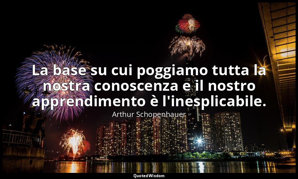 La base su cui poggiamo tutta la nostra conoscenza e il nostro apprendimento è l — Arthur Schopenhauer