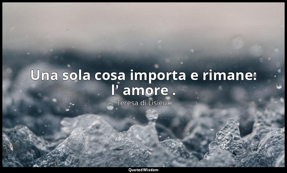Una sola cosa importa e rimane: l' amore . — Teresa di Lisieux