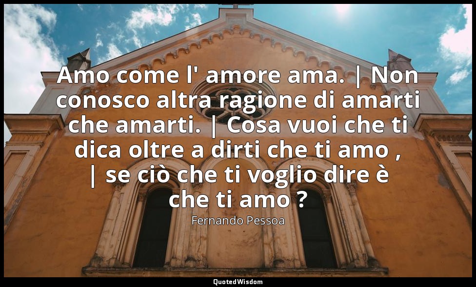 Amo come l' amore ama. | Non conosco altra ragione di amarti che amarti. | Cosa  — Fernando Pessoa