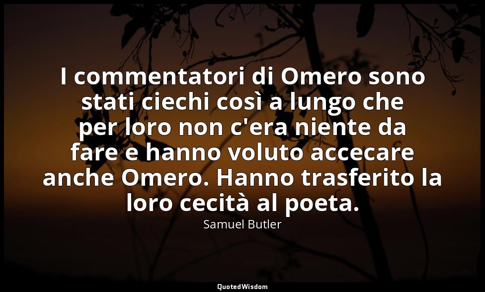 I commentatori di Omero sono stati ciechi così a lungo che per loro non c'era ni — Samuel Butler