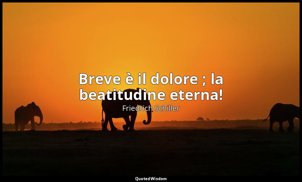 Breve è il dolore ; la beatitudine eterna! — Friedrich Schiller