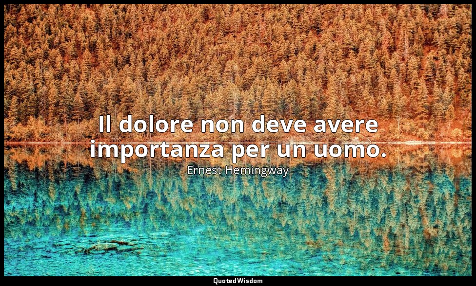Il dolore non deve avere importanza per un uomo. — Ernest Hemingway