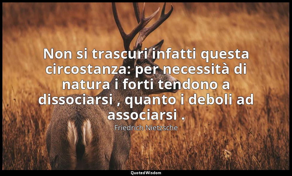 Non si trascuri infatti questa circostanza: per necessità di natura i forti tend — Friedrich Nietzsche