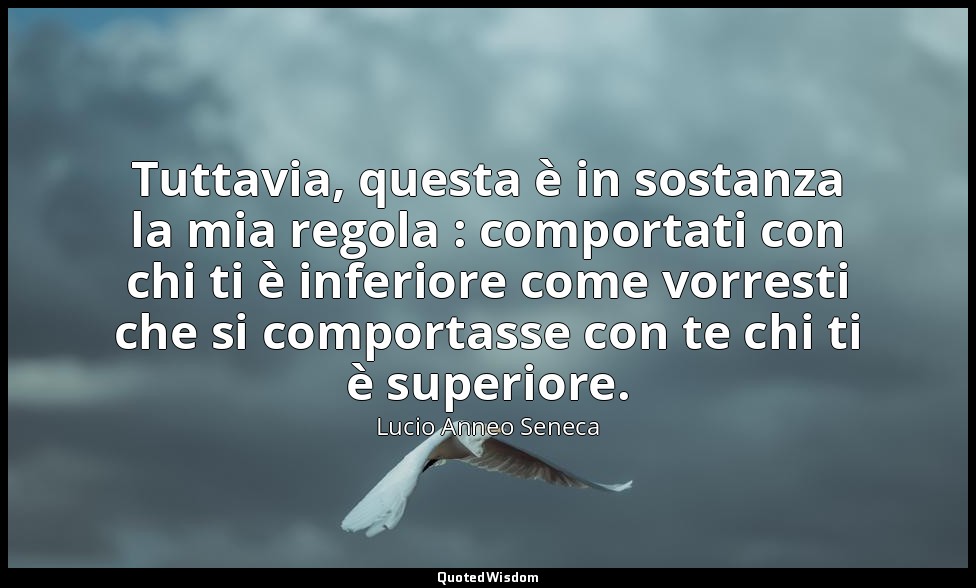 Tuttavia, questa è in sostanza la mia regola : comportati con chi ti è inferiore — Lucio Anneo Seneca