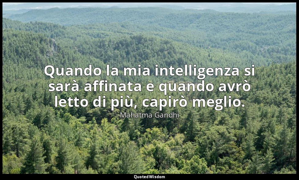 Quando la mia intelligenza si sarà affinata e quando avrò letto di più, capirò m — Mahatma Gandhi