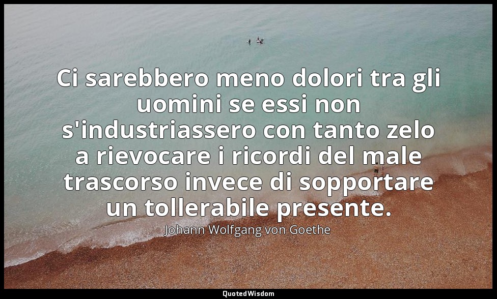 Ci sarebbero meno dolori tra gli uomini se essi non s'industriassero con tanto z — Johann Wolfgang von Goethe