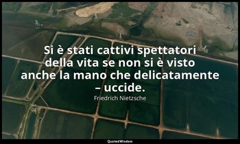Si è stati cattivi spettatori della vita se non si è visto anche la mano che del — Friedrich Nietzsche